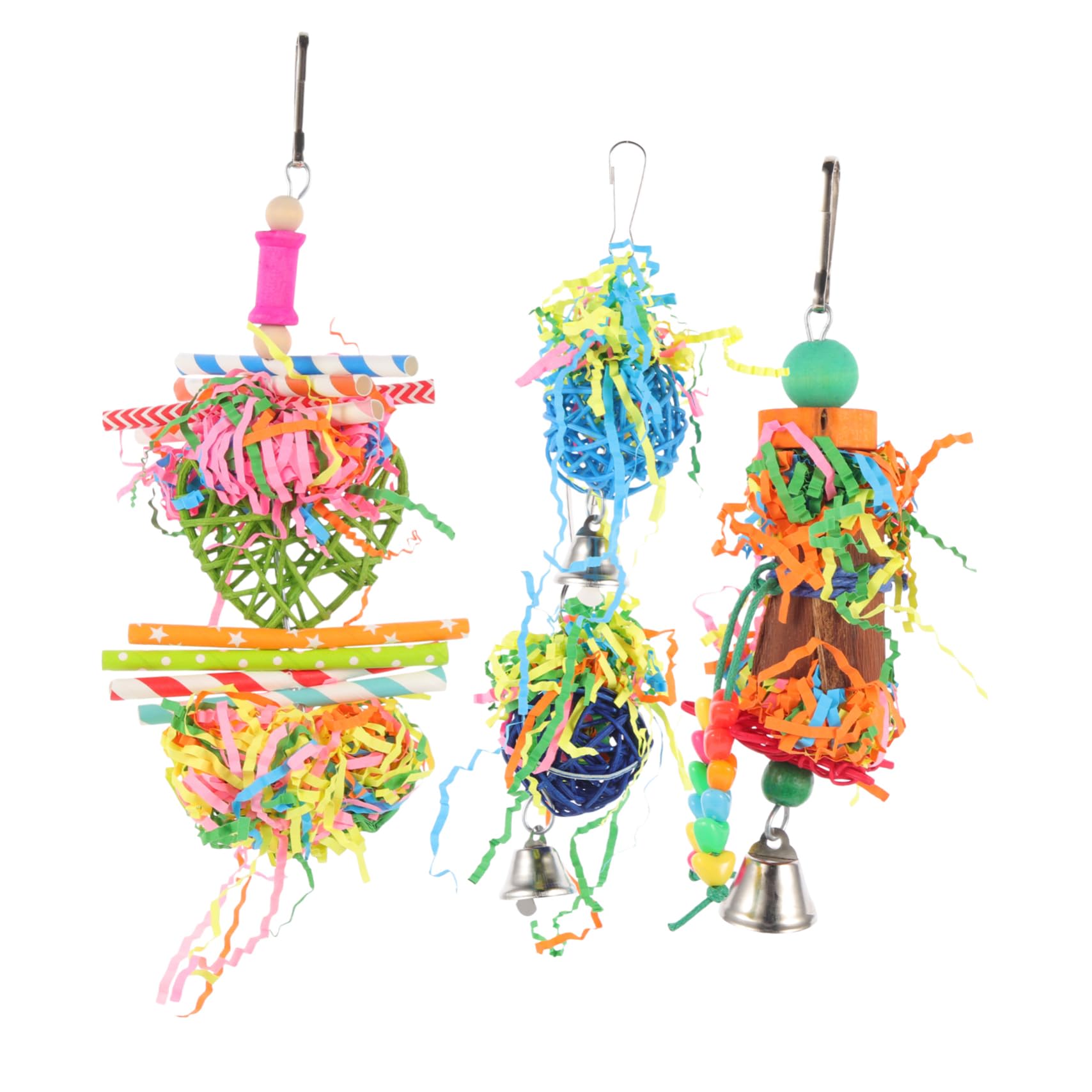 POPETPOP 20pièces Jouet à Mâcher pour Oiseaux Accessoires De Cage pour Perroquets Jouet Amusant Et Naturel pour Inséparables Et Calopsittes Couleurs Aléatoires