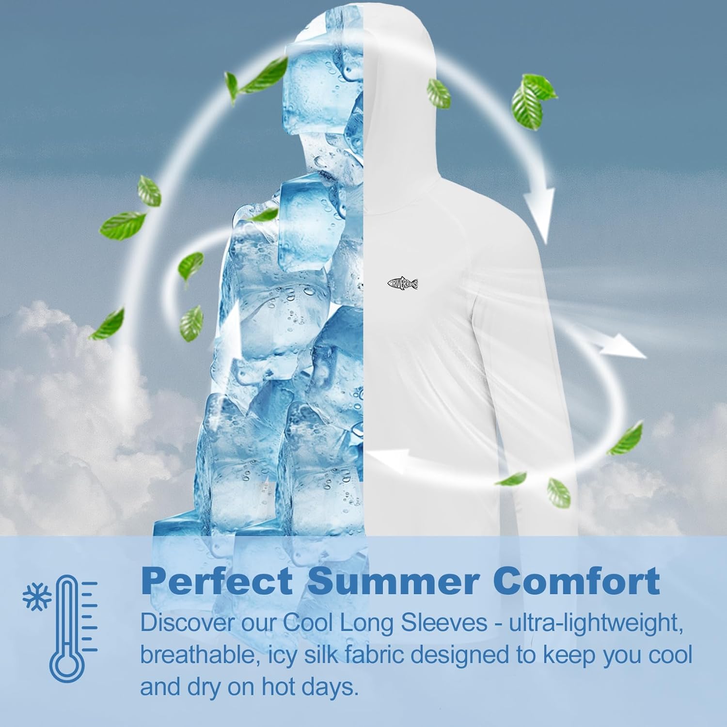 Riverruns Fishing Hoodie for Men UPF 50+ Sun Hoodie Fishing Shirt with Hood Rash Guard Long Sleeve #1044 - Image 4