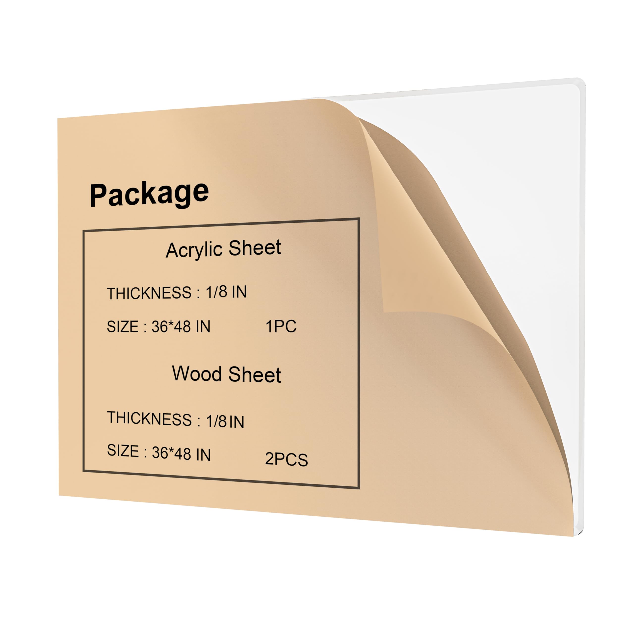 36" x 48" Plexiglass Sheets, 1/8 Inch Thick Lucite Clear Acrylic Sheets Board Panel for Craft, Signs, DIY Display Project, Plexi Window Replacement