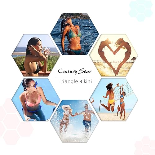 Miniatura 7 de Century Star Traje de baño de dos piezas para mujer, parte superior con copas, parte inferior con tiras para amarrar a los costados.