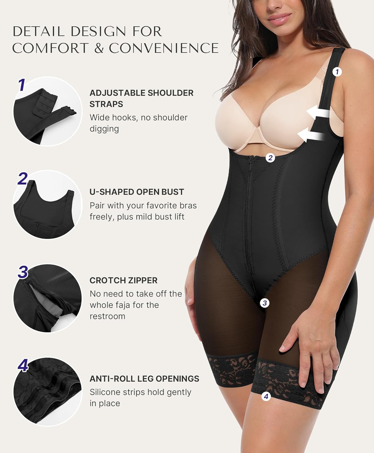 SHAPELLX Tummy Control Shapewear for Women Postpartum Full Body Shaper Butt Lifter Compression Garment Fajas Colombianas - Image 5