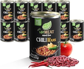 unMEAT Plant Based Meat | Easy to Prepare Plant Based Protein | Vegan Meat with Less Calories, Chili with Beans, 12 pack