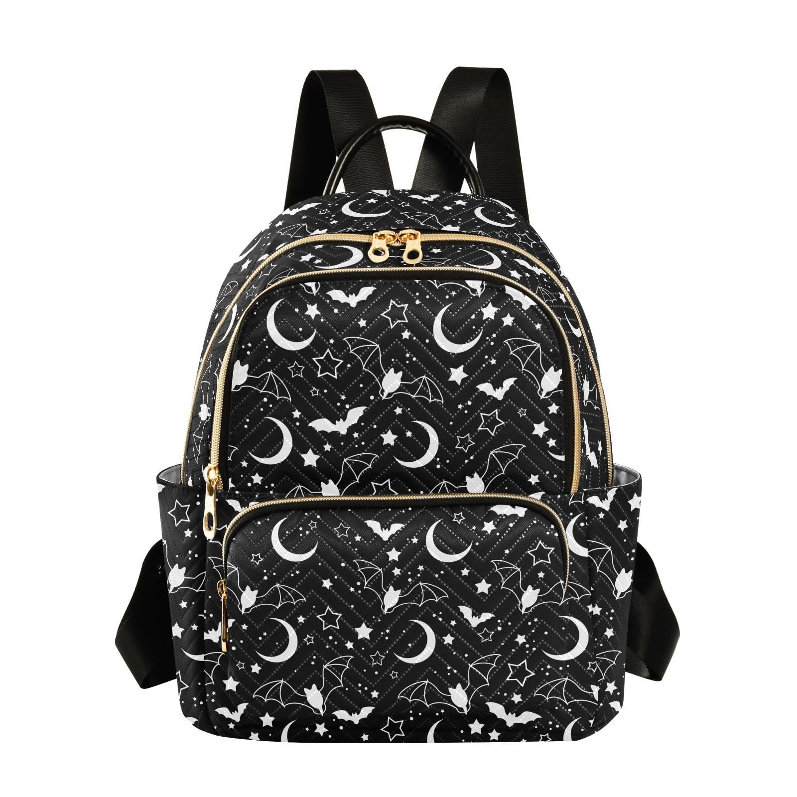 Women Mini Backpack Halloween Moon Night Sky Bats Fashion Purse,S