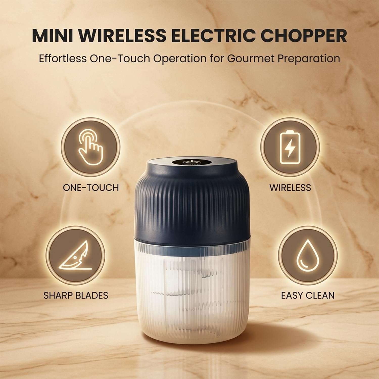 Mini Picadora Eléctrica Ajo 6 Cuchillas 350ml Batidor