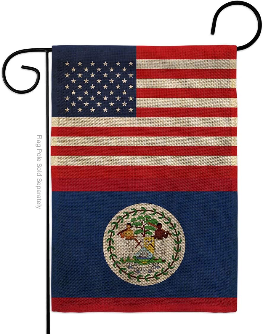 Belize US Friendship Burlap Burlap Garden Flag Regional USA American Alliance World Country Particular Area Small Decorative Gift Yard House Banner Double-Sided Made In 13 X 18.5