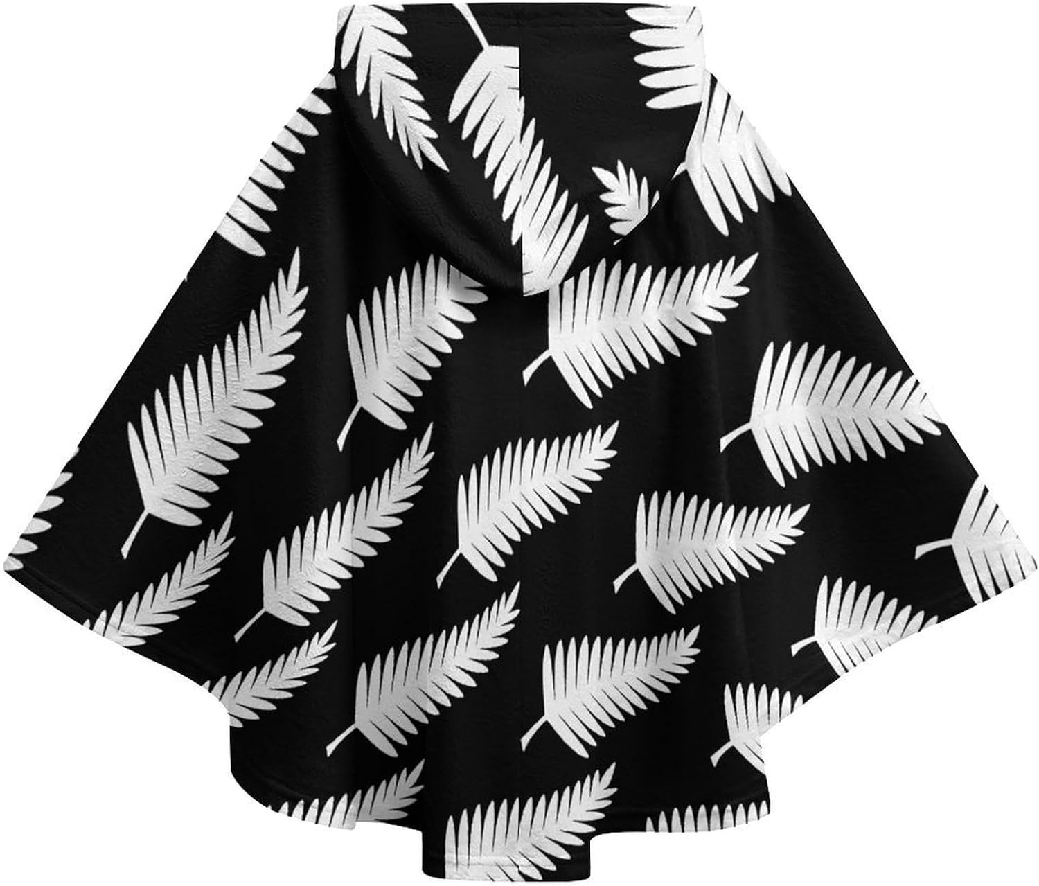 New Zealand Maori Fern Wearable Blanket with Hooded Flannel Blankets Cape with Pocket