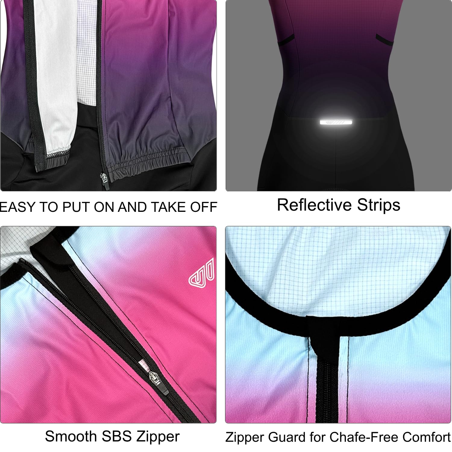 Wulibike Damen Triathlon Anzug Ärmellos Trisuit Gepolstert Schnell Trocknend Atmungsaktiv Full-Zip Tri Suit 4 Taschen Schwimmen Radfahren Laufen