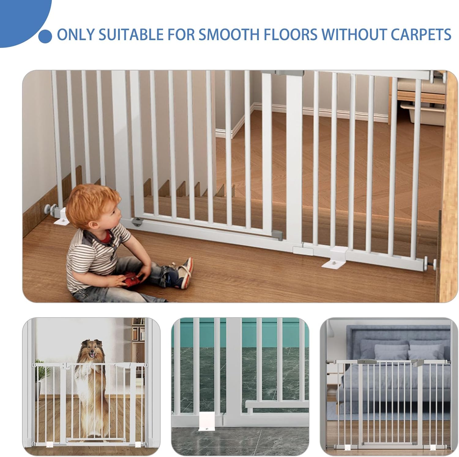 Support Feet for Metal Pet Gate, Baby Gate Reinforcement Accessories, Easy to Assemble, Set of 4 Pcs, Design for 0.78 inches Thickness, Good Choice for Reinforcing Baby Gate