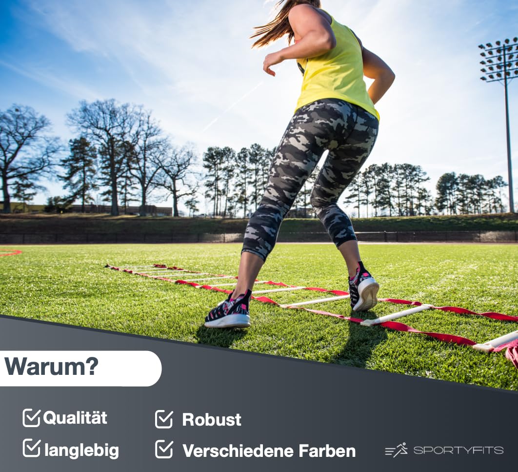 TK Gruppe Timo Klingler Koordinationsleiter 6 m - Fußball Trainingszubehör mit 10x Hütchen - Training für Fussball & Football Zubehör & Equipment