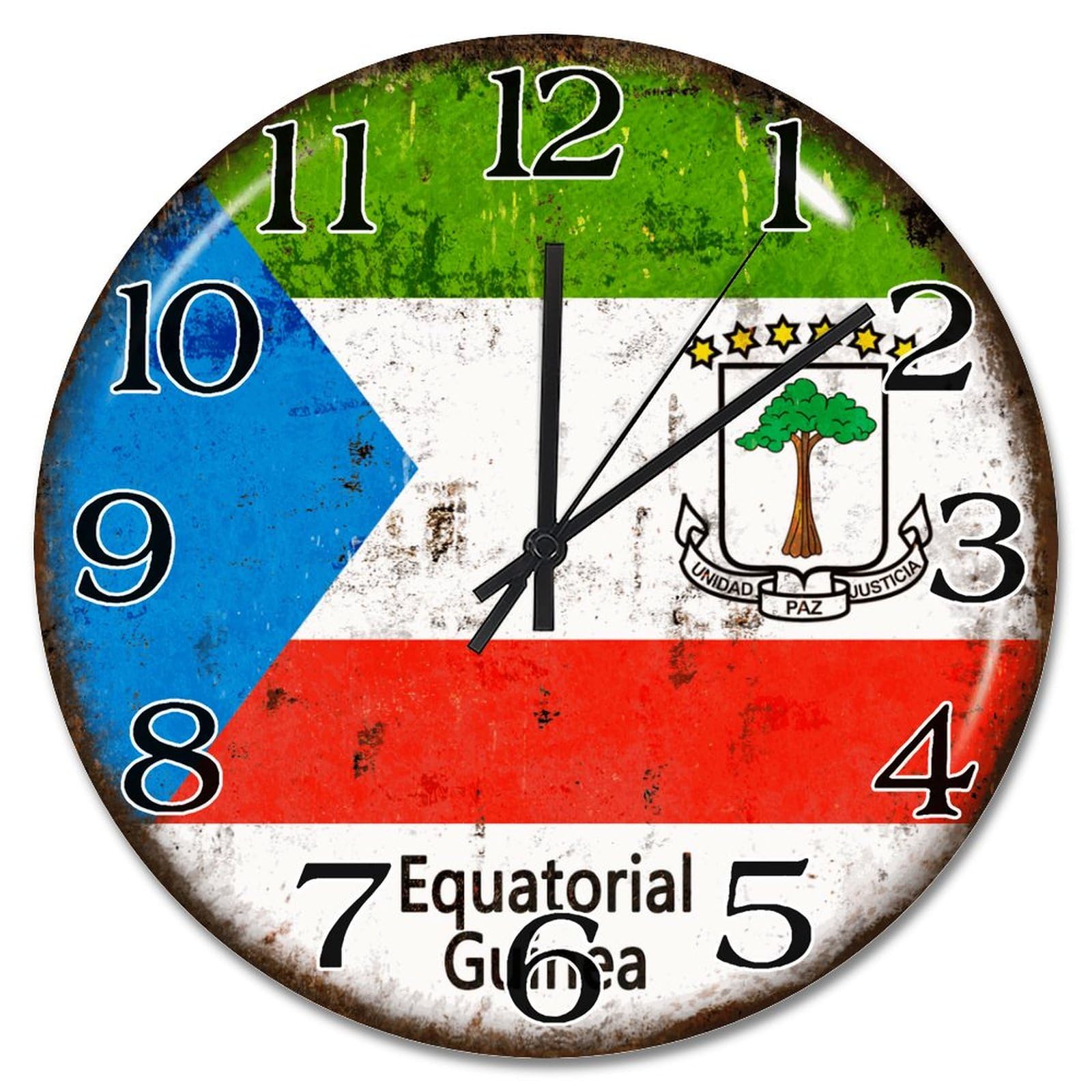 Horloge murale en bois de Guinée équatoriale 25,4 cm finition rustique premium