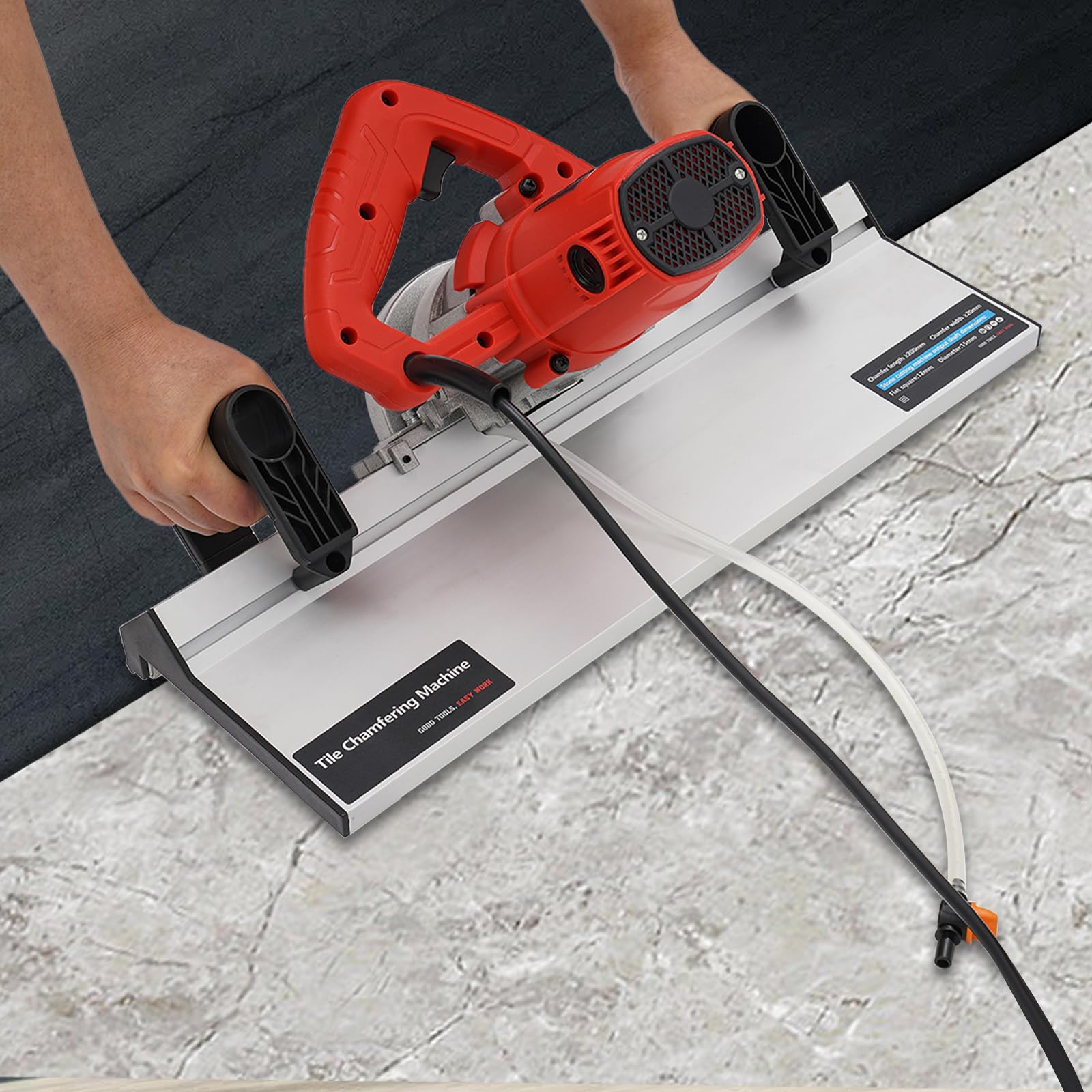 Eléctrico Máquina de corte de baldosas, 1200W máquina para cortar azulejos 13000r/min, máquina de biselado de azulejos 43 grados para cortar piedra cerámica grande