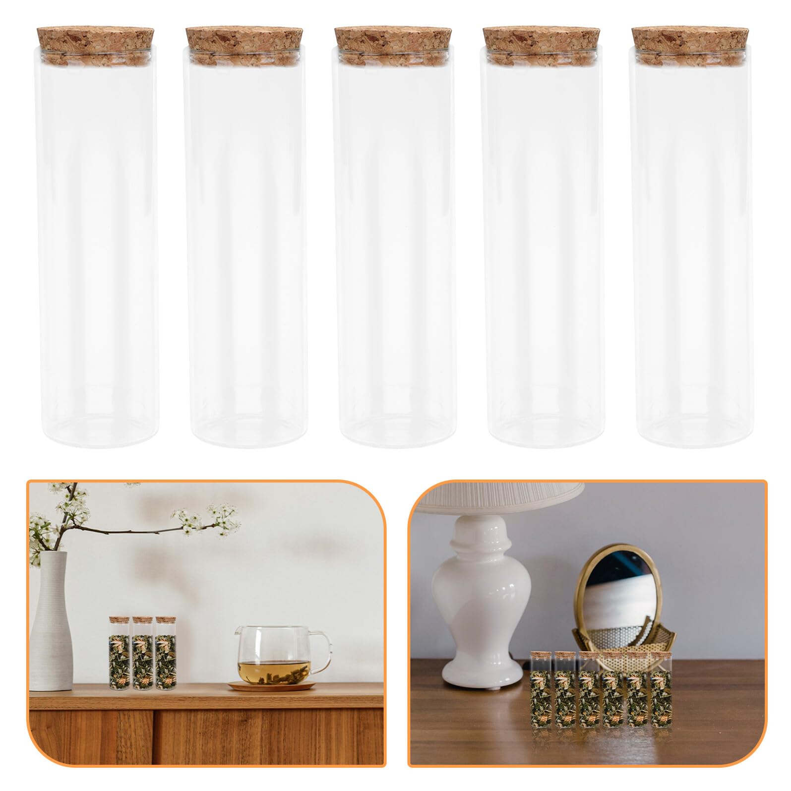 40 Glasreagenzgläser mit Korken, 30ml, Glas und Holz | Flacher Boden, Transparente Fläschchen für Deko, Party Favors und Babyshowern