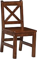 Vista 4 de eHemco Silla infantil con respaldo en X de madera maciza, color café, juego de 2