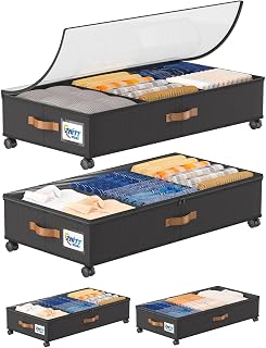 Under Bed Storage with Wheels 2 Pack, UnderBed Storage Clother Organizer