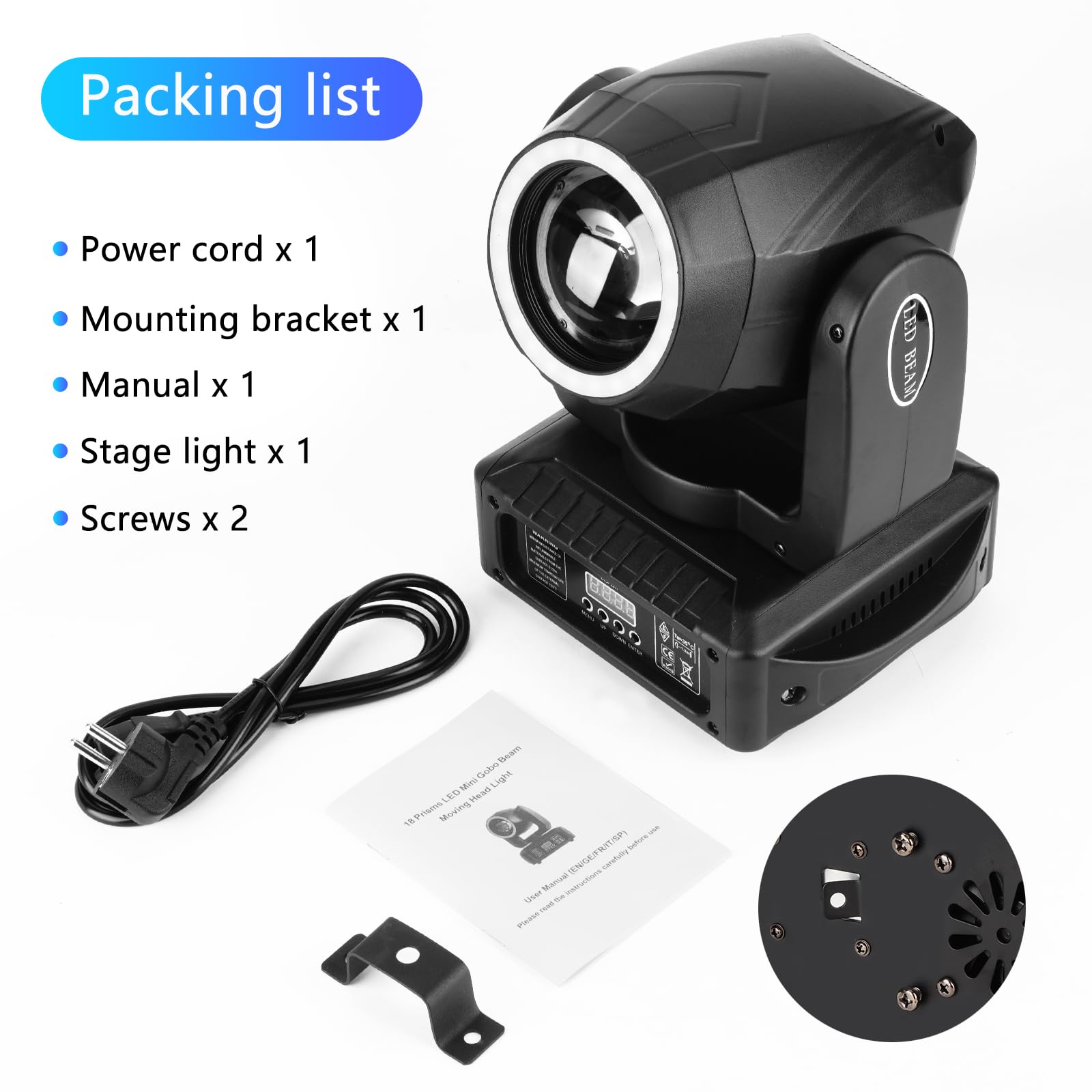 Projecteur LED Mobile GOBO RGB 8 Motifs - Effets Lumineux DJ Disco 15 Couleurs DMX512 Pour Club, KTV & Fêtes