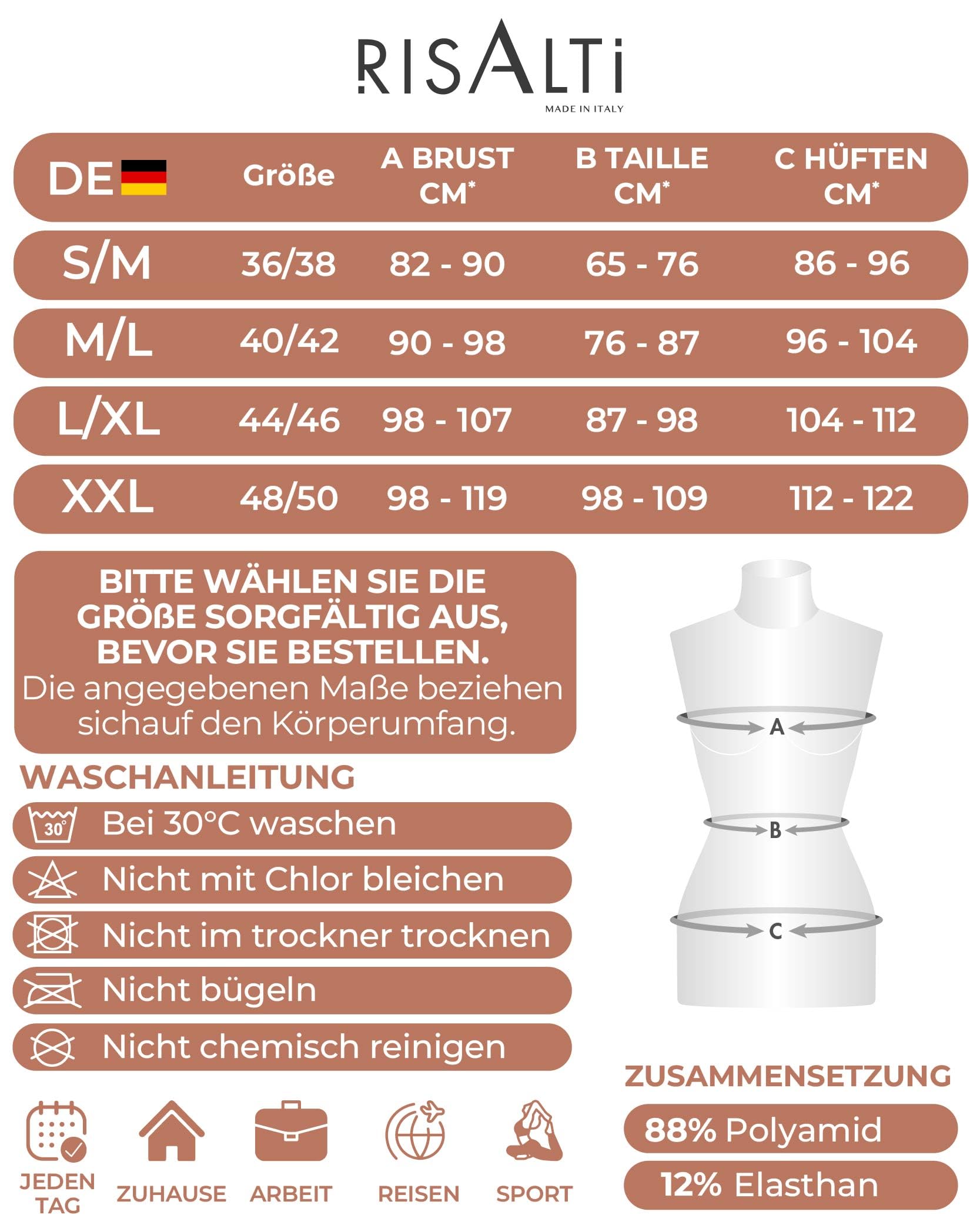 Risalti Shapewear Tanktop mit Breitträgern - Damen Top & BH ohne Bügel integriert, Bauchanschwemmung Tank Top - Made in Italy