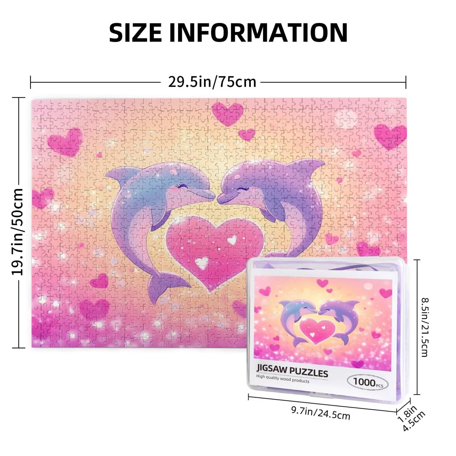 Miłość Puzzle 5000 Pieces Delfin Puzzle dla dorosłych Początkujący z pudełkiem prezentowym, DIY interaktywne puzzle rodzinna wymagająca gra, Relief Stres Relief Home Wall Room Decor Art Prezent dla