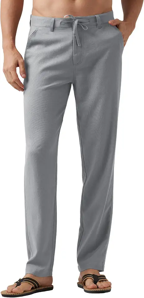 Willit Trousers Lightweight Drawstring Everyday lightgrey