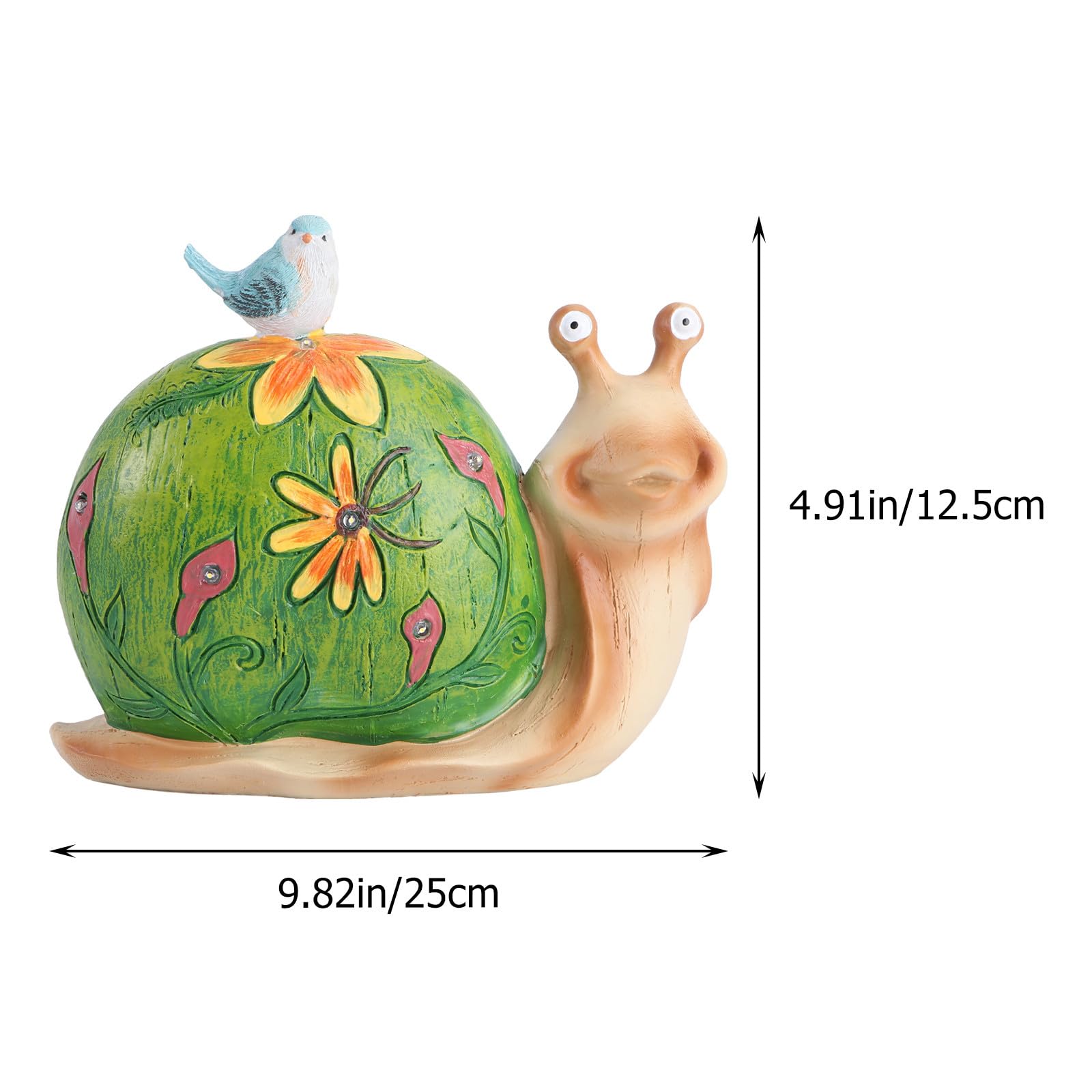 YARNOW Lámpara Solar para Jardín Forma de Caracol Adorno Luminoso de Resina Resistente Luz Decorativa Exterior para Patios Césped y Terrazas Iluminación Solar Ambiental