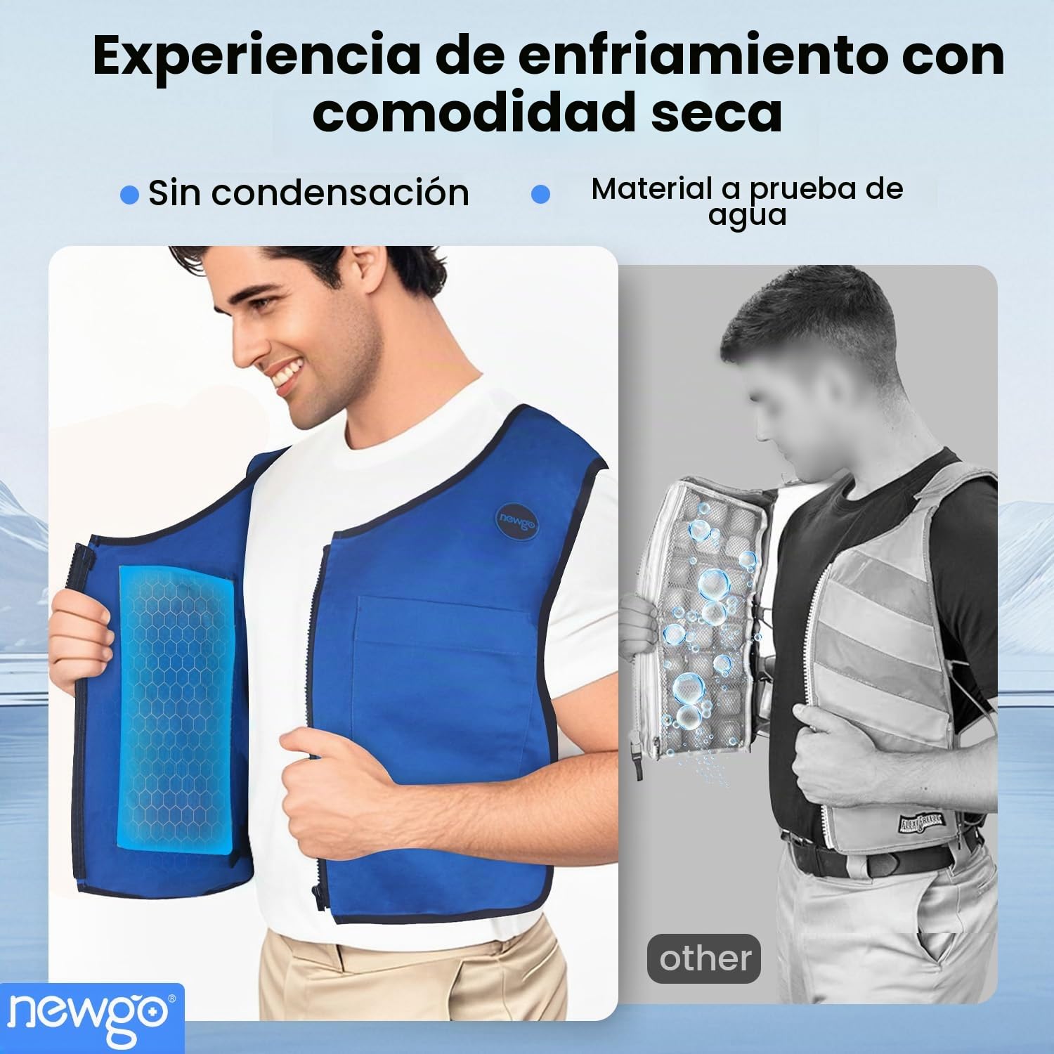 NEWGO Chaleco de hielo enfriamiento rápido ajustable con bolsillo para hombre mujer