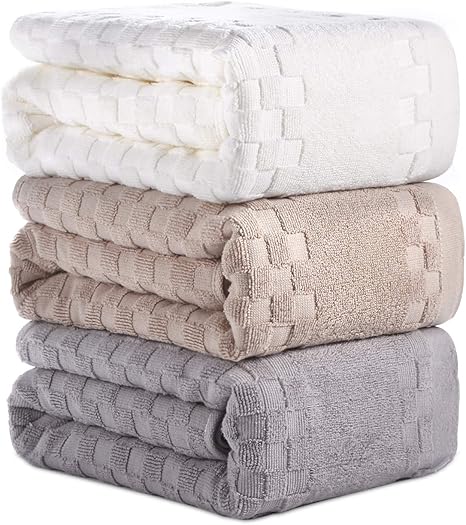 Amazon Aotibeso タオル 3枚セット 綿100 ふわふわ 大判 3色 フェイスタオル 柔らか肌触り 吸水速乾 抗菌防臭 重さ約110g 枚 ホワイト カーキ グレー 家庭用 ホテル スポーツなどに最適 35cm 75cm バスタオル ホーム キッチン オンライン通販