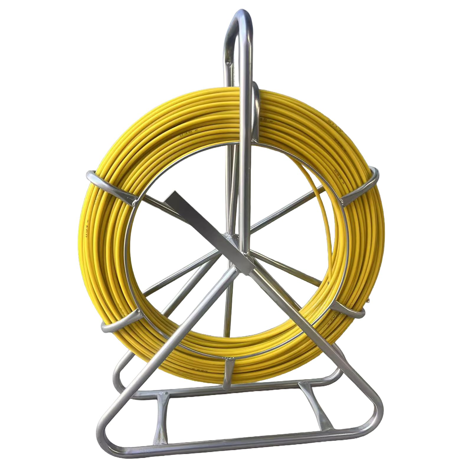 Rodder de conducto de fibra de vidrio de 6 mm, 80 m, con soporte y freno de carrete de acero, extractor de alambre de cinta de pescado para electricista, enhebrador de cable para conducto, fibra