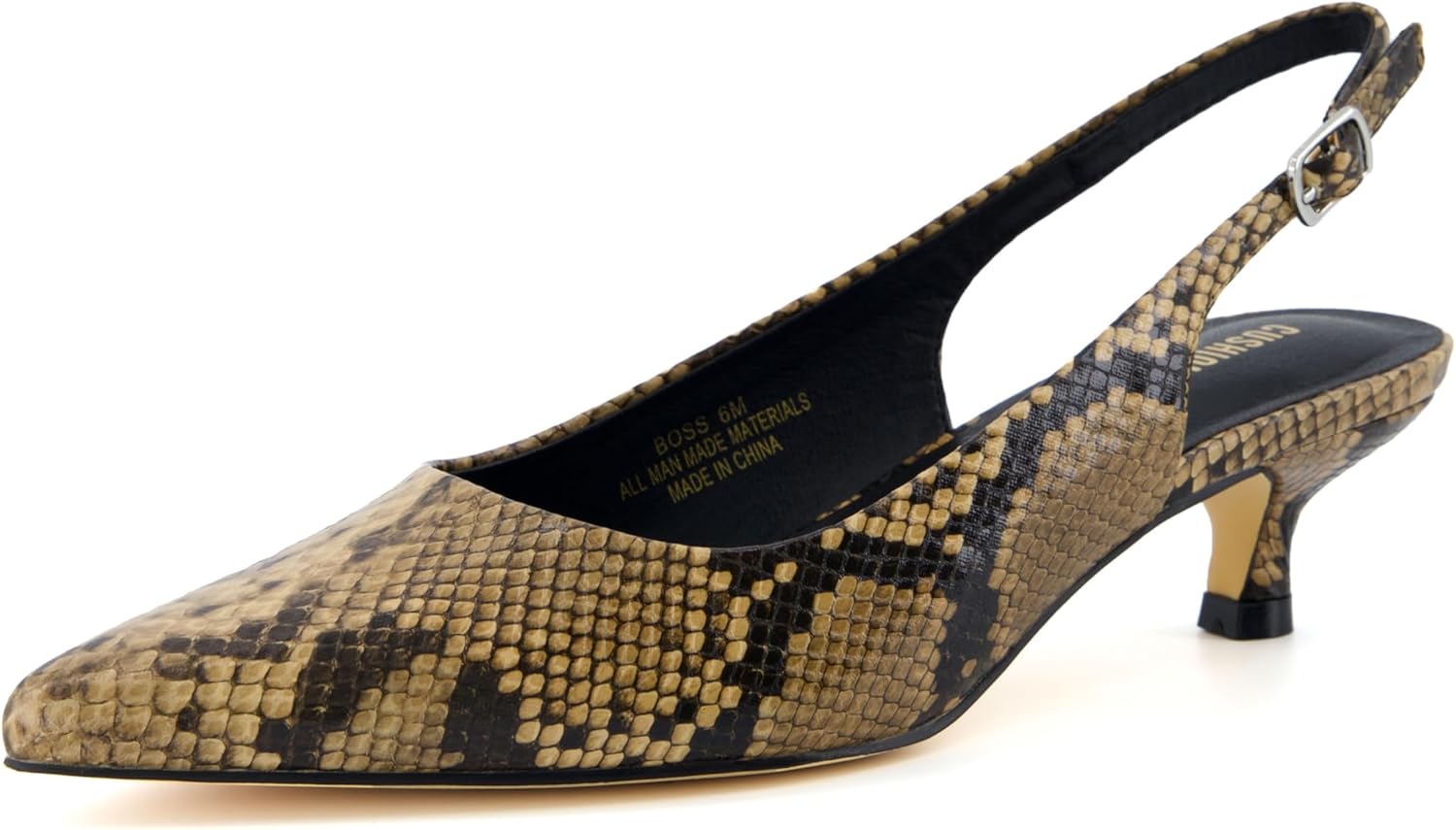 CUSHIONAIRE Women's Boss Kitten Heel Sling Back Dress Shoe +Memory Foam, Wide Widths Available