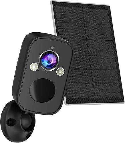 Cámara de seguridad inalámbrica alimentada por batería para exteriores con panel solar, resolución QHD 2K, visión nocturna a color, ángulo de visión