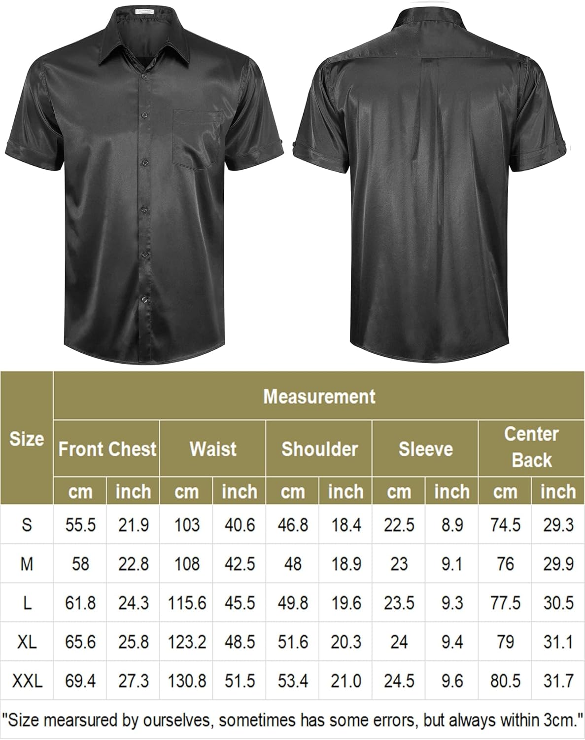 COOFANDY Men's Silk Button Down Short Sleeve Dress Shirt - Image 7