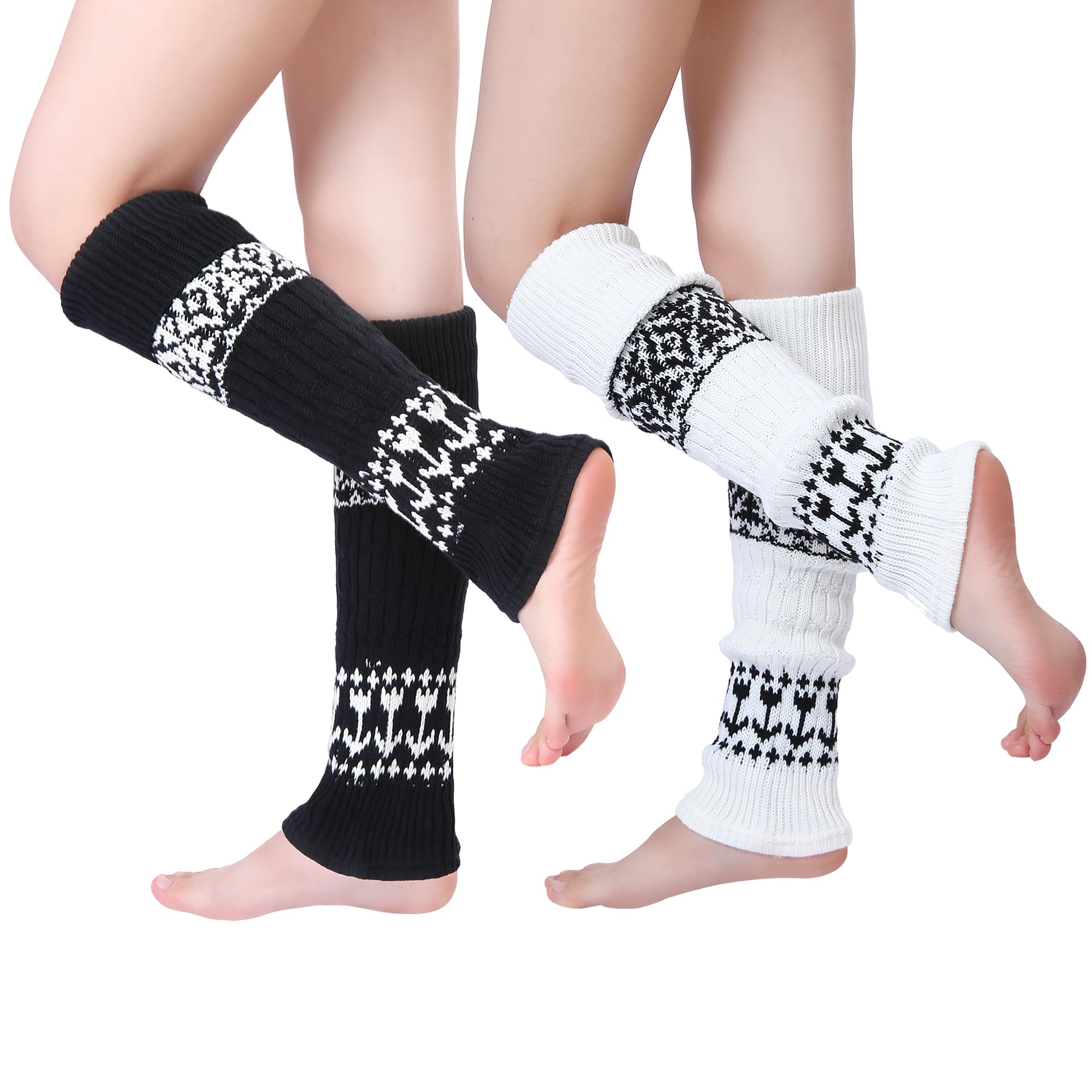 SISOSOCK Leg Warmers for Women Winter Warm Knitted Knee High Boot Socks 80s for Party 1-3 Pairs