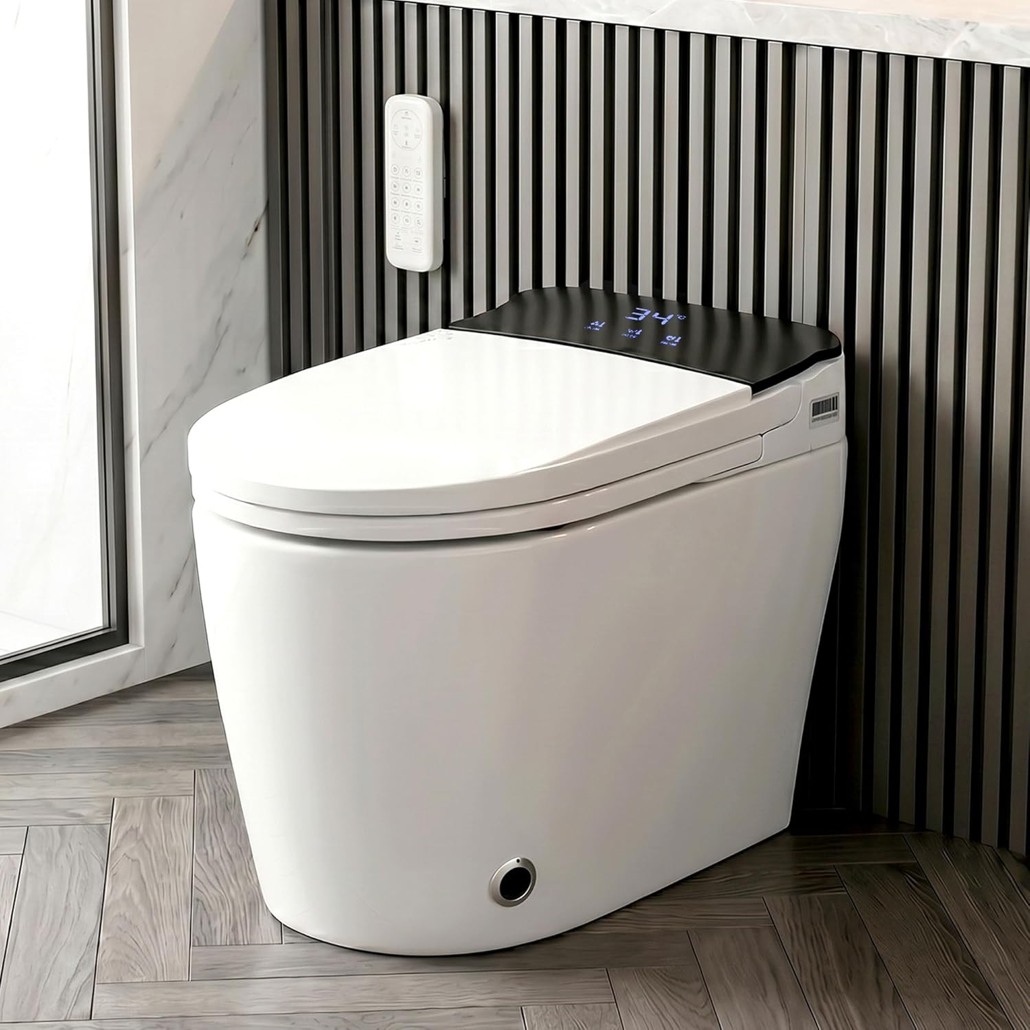 Electric Smart Toilet with Bidet Built In, Bidet Toilet with Heated Seat, Night Light, One-Piece Toilet for Bathroom with Warm Water Sprayer& Dryer, Walk Away Auto Flush & Close, Foot Sensor, 1.28 GPF