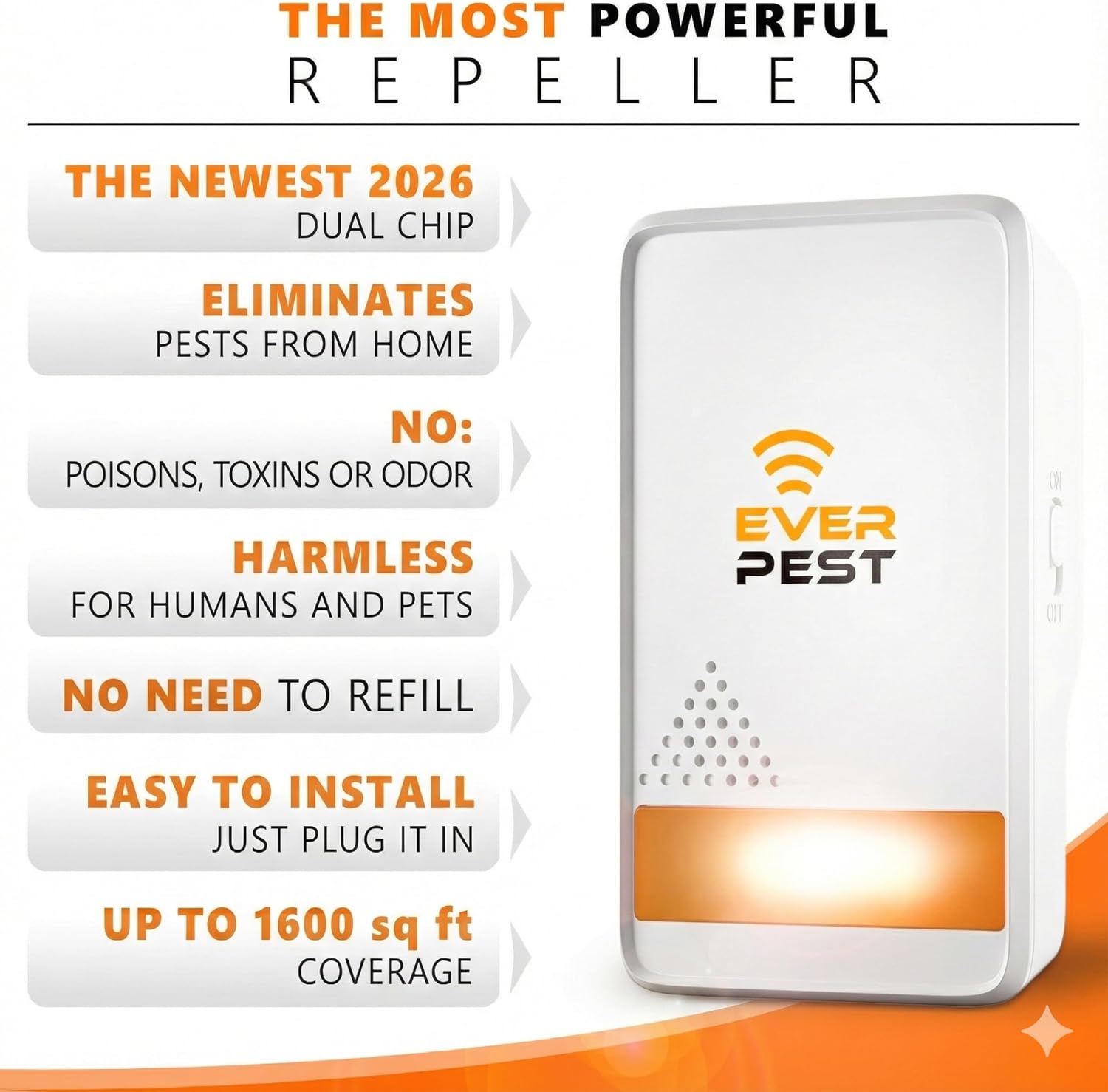 Ultrasonic Pest Control Repeller Plug in 2 Pack Repellent - Get Rid of Mosquito, Mice, Cockroach Spider Bed Bug Squirrel Fly Wasp Ant Mice Indoor, Outdoor, Patio Home Roach Infestation - Image 3