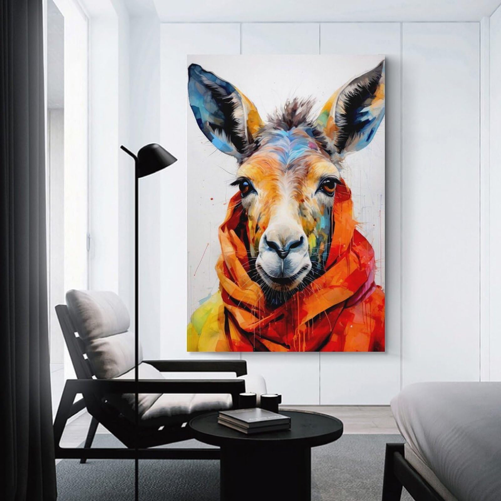 Junmoney Hipster Donkey Canvas Wall Picture 08x12inch(20x30cm), for Entryway, Lounge Links Or Small Walls, Decorative Canvas Styling for Entry Areas