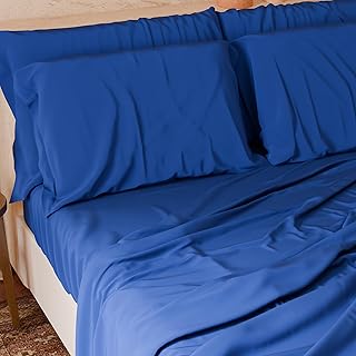 PETTI ARTIGIANI ITALIANI - Juego de Sábana, Juego de Sábanas 100% Algodón, 3 Piezas 1pz Sábana Bajera Ajustable 2pz Funda de Almohada 1pz Sábana Encimera, 100% Made in Italy, Azul Eléctrico