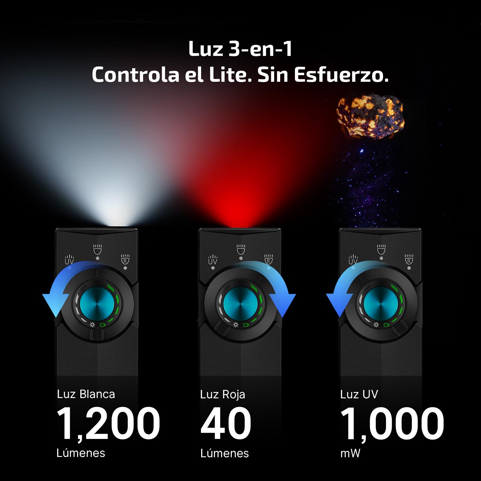 OLIGHT ArkPro Lite Pequeña linterna, con luz roja para señal SOS | 1200 lúmenes, alcance de 93 m, ideal para acampadas y actividades al aire libre, con luz roja para proteger la vista