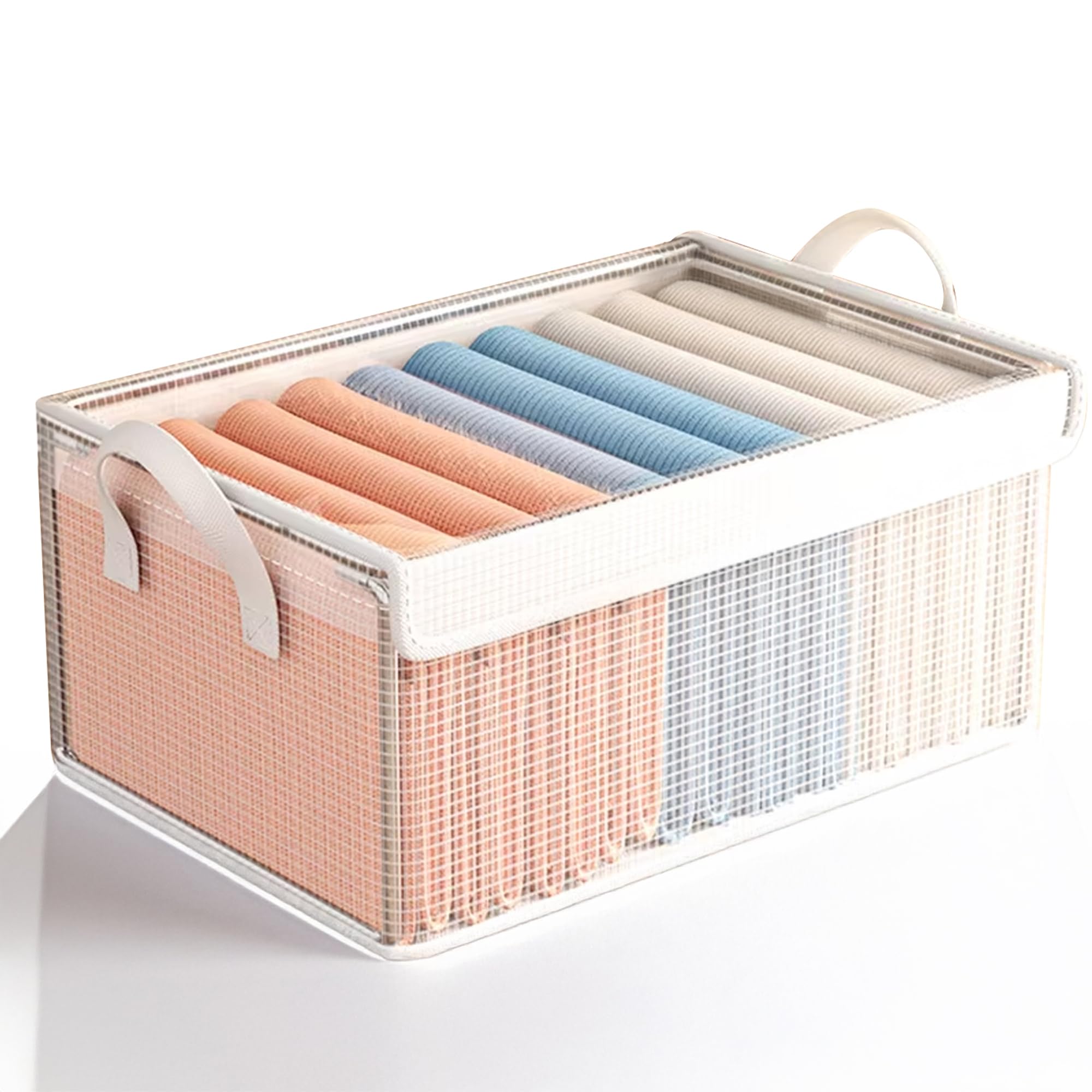 PRIME PICK Storage Box Zip Cloth Organiser Pack 1 PVC Clothes organizer Wardrobe Organizer for Storage Foldable Washable Box with Lid Metal Frame, Handles Ideal for Almirah Drawer-image-44