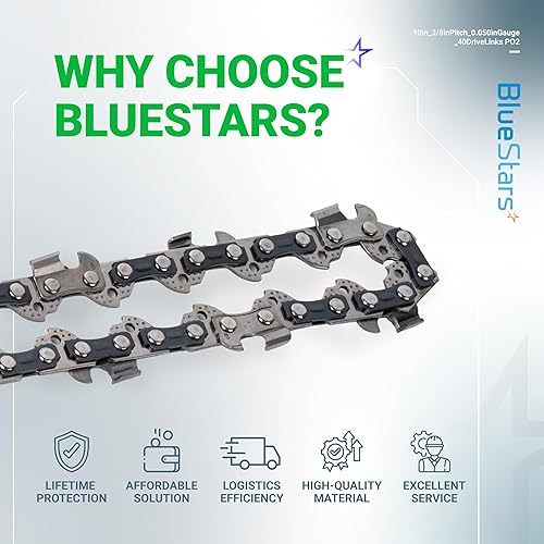 Miniatura 8 de BlueStars Paquete de 2 cadenas de motosierra de 10 pulgadas, paso LP de 38 pulgadas, calibre de 0.050 pulgadas, 40 eslabones de transmisión, apto