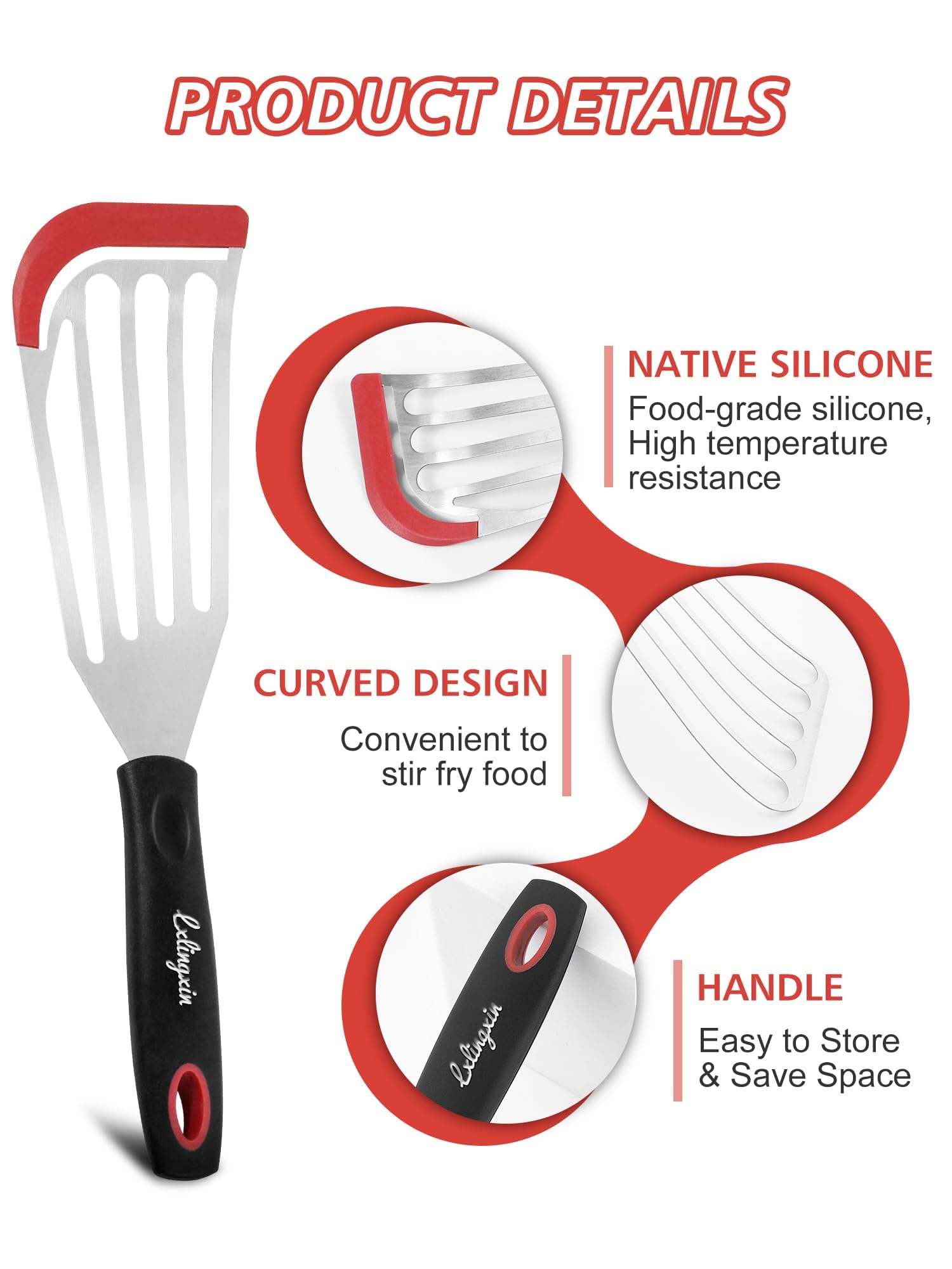 LX Fish Spatula Heat Resistant Silicone Fish Turner Spatula for Nonstick Cookware, Silicone Thin Spatula Fish Flipper Slotted Fish Spatulas - Ideal for Grilling, omelette making, Pancake