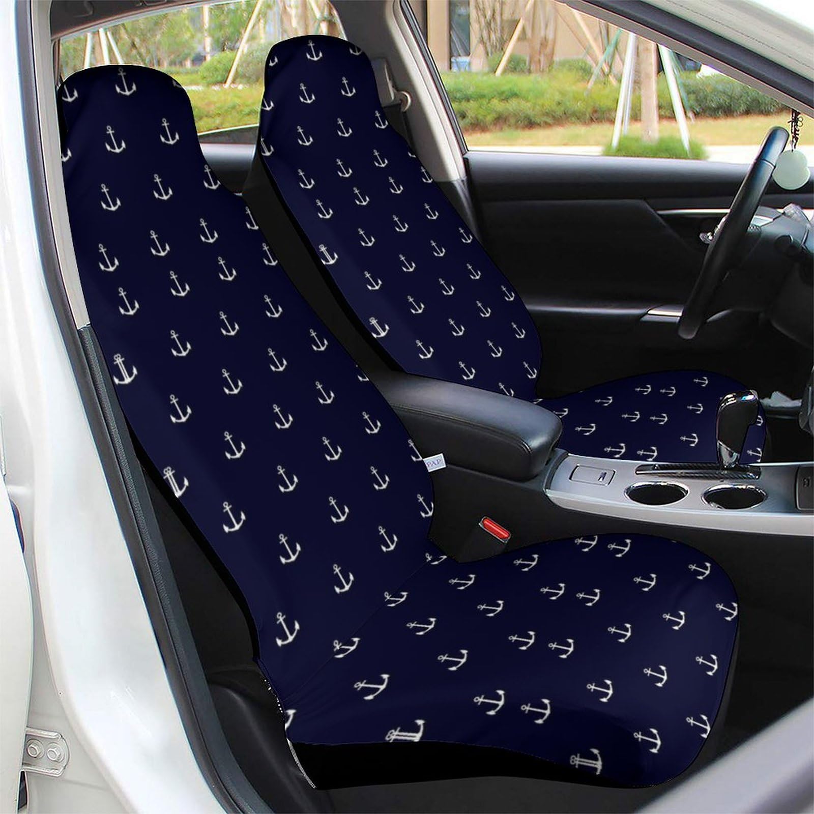 Autositzbezug für Vordersitze, nautisches Design, einfache Anker, universeller Autositzschutz
