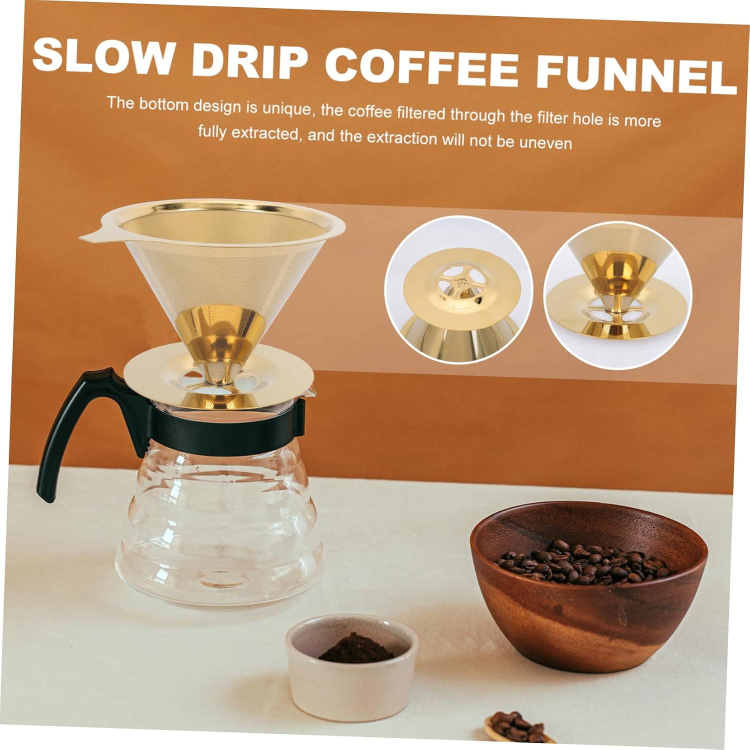 Stainless Steel Dripper Double Filter Funnel for Coffee Maker Coffee Filter