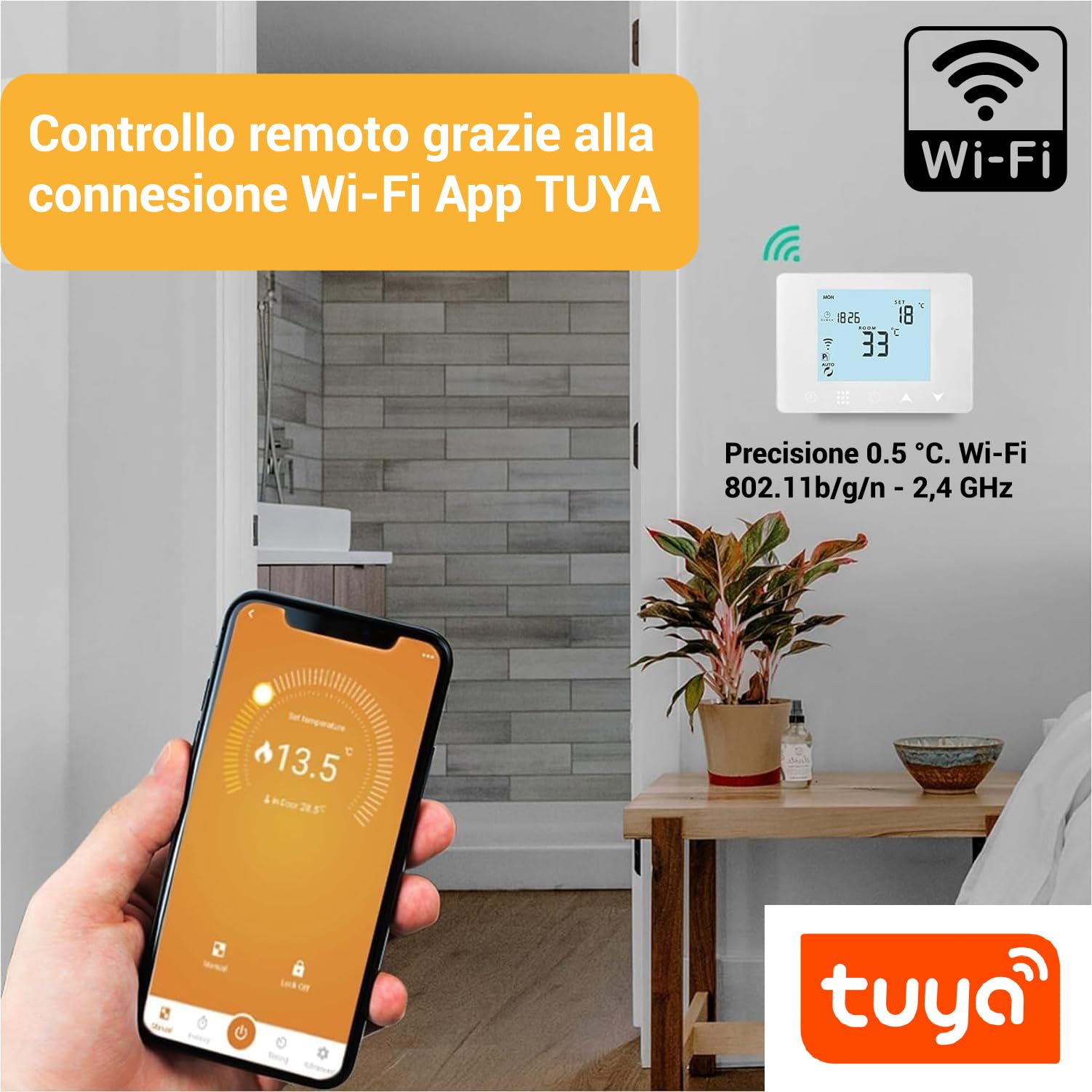 Crisalide ® - Cronotermostato Wi-Fi digital programable con control remoto y compatibilidad inteligente, compatible con Google y Alexa, blanco