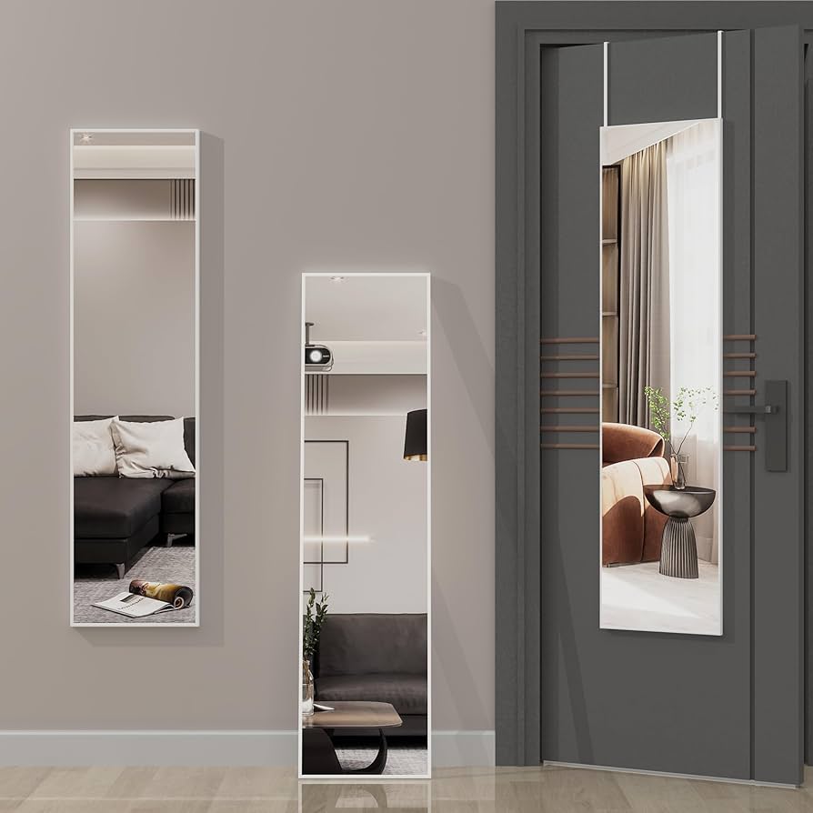 全身鏡(100×30) ホワイト 姿見,全身鏡,鏡,つっぱり,突っ張り,幅30cm,ミラー,かがみ,全身