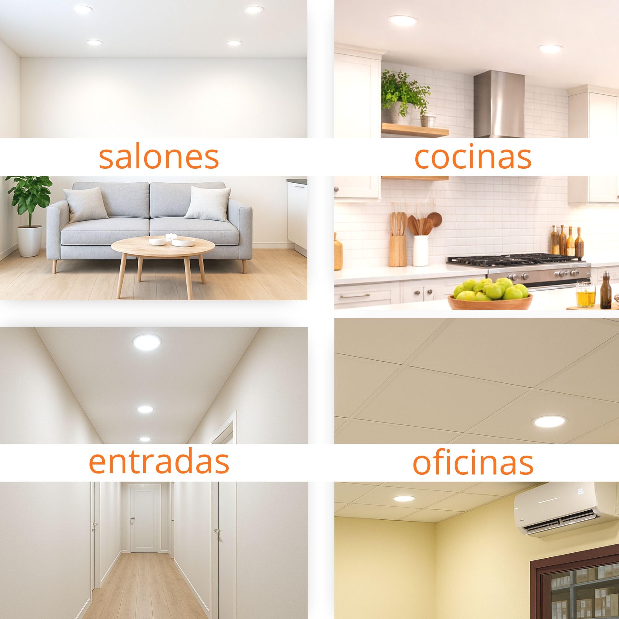 Jandei – Pack x 5 Downlights LED Empotrable Redondo, 18W, 1500 Lúmenes, Extraplano 13 mm, Orificio de Montaje Ø200-205 mm, con Transformadores Incluidos (Blanco Frío 6000k)