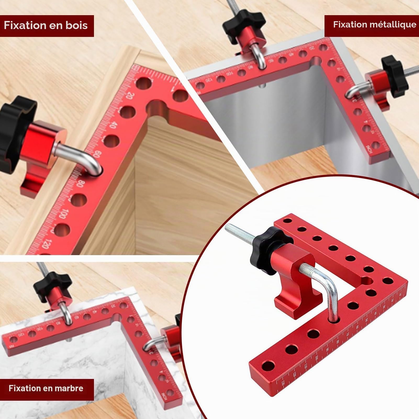 Équerre de positionnement à 90 degrés, pince d'angle 140 mm/5,5 pouces en aluminium multifonctionnelle, serre-joints d'angle droit, serre-joint d'angle pour outils de menuisier pour bricolage
