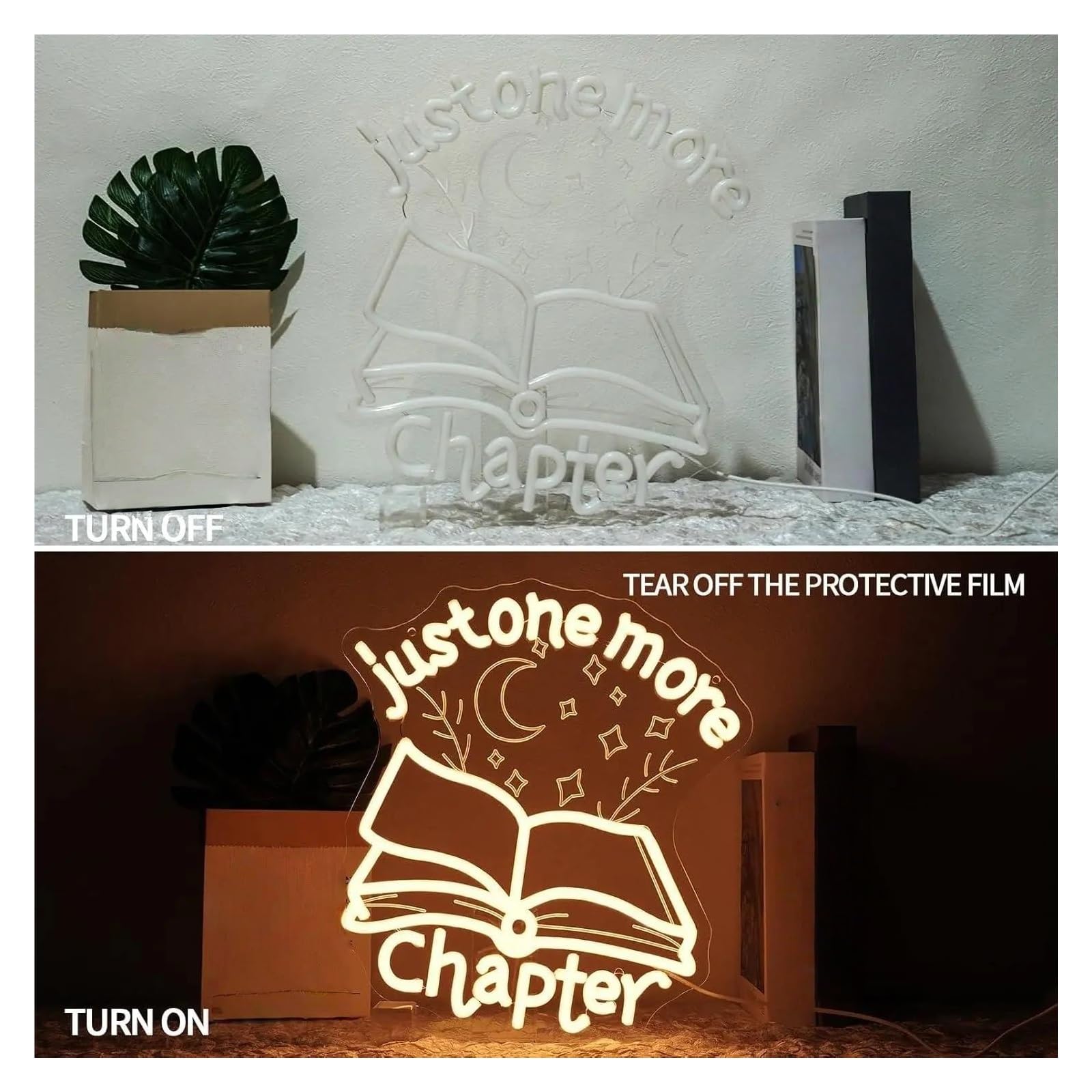 cartelli al neon personalizzati Just One More Chapter Insegna Al Neon Luce LED Dimmerabile Per Libreria Angolo Lettura Biblioteca Club Arredamento Libreria 16.54inx15.16in