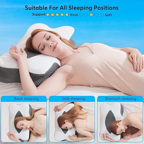 Miniatura 2 de Anvo Almohada cervical para aliviar el dolor de cuello - Almohadas cervicales para aliviar el dolor de dormir - Almohada para el dolor de cuello y