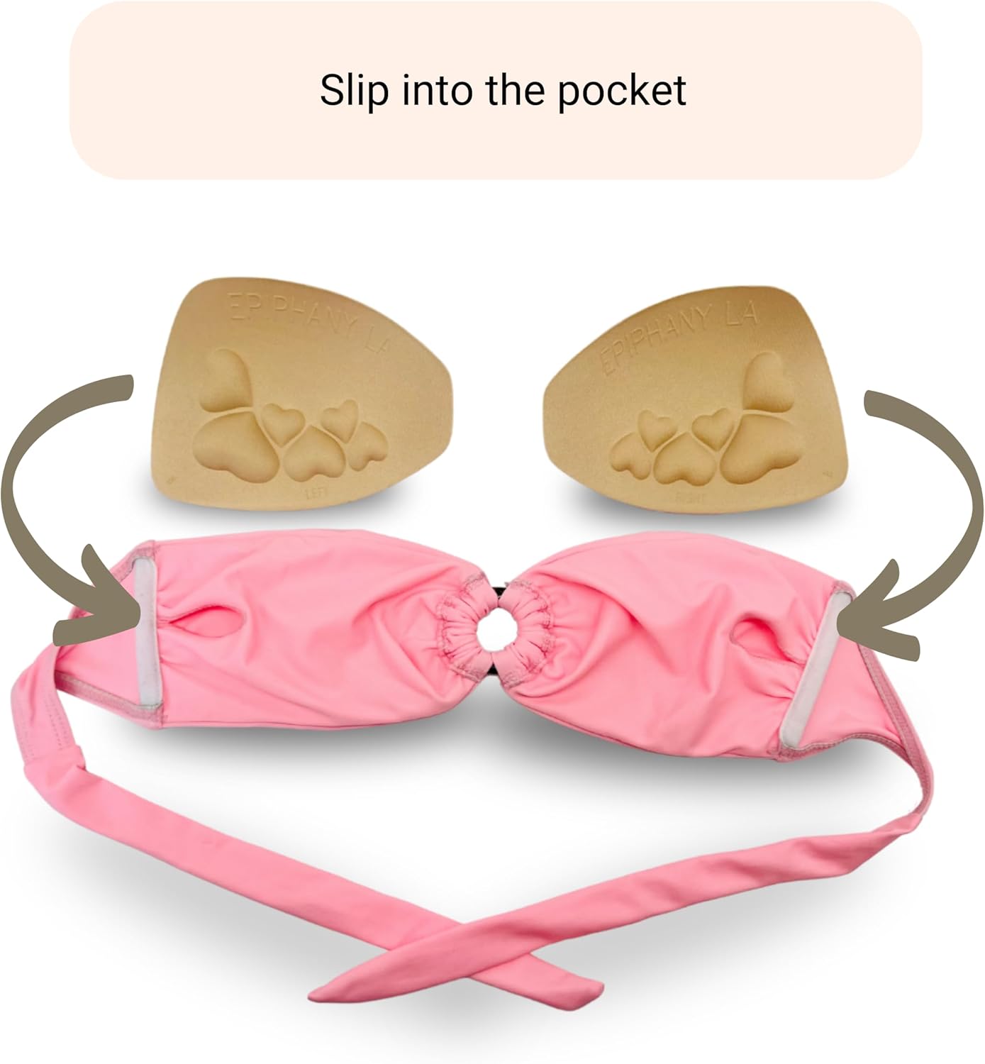 Epiphany LA Women's Strapless Push Up Bra Inserts | Natural Looking Lift | Bra Pad Inserts for Swimsuits, Sports Bras, & Tops