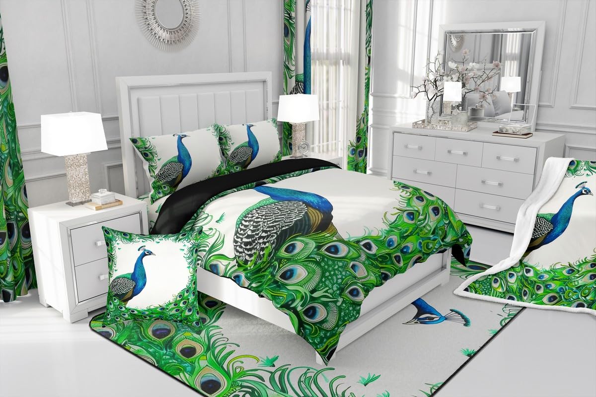 Amazon｜Erosebridal クジャク装飾布団カバーセット キッズキング