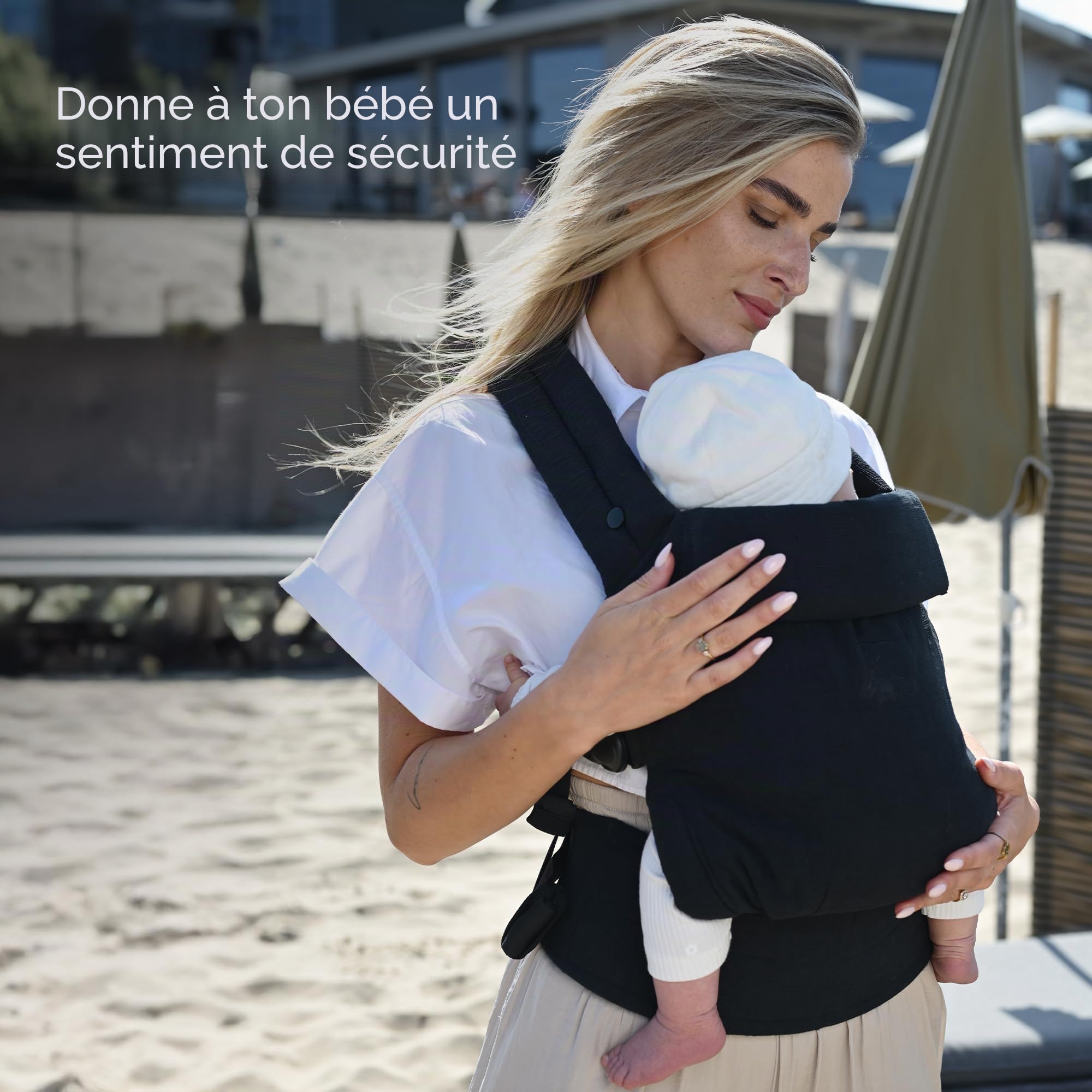 Deryan Amora Porte-bébé 4-en-1, Ergonomique, 4 façons de porter, Convertible, Confortable, Lanières Rembourrées, Ajustable, Support de Tête, Pour Bébés De 0 à 20 kg (0 à 2 ans), Noir