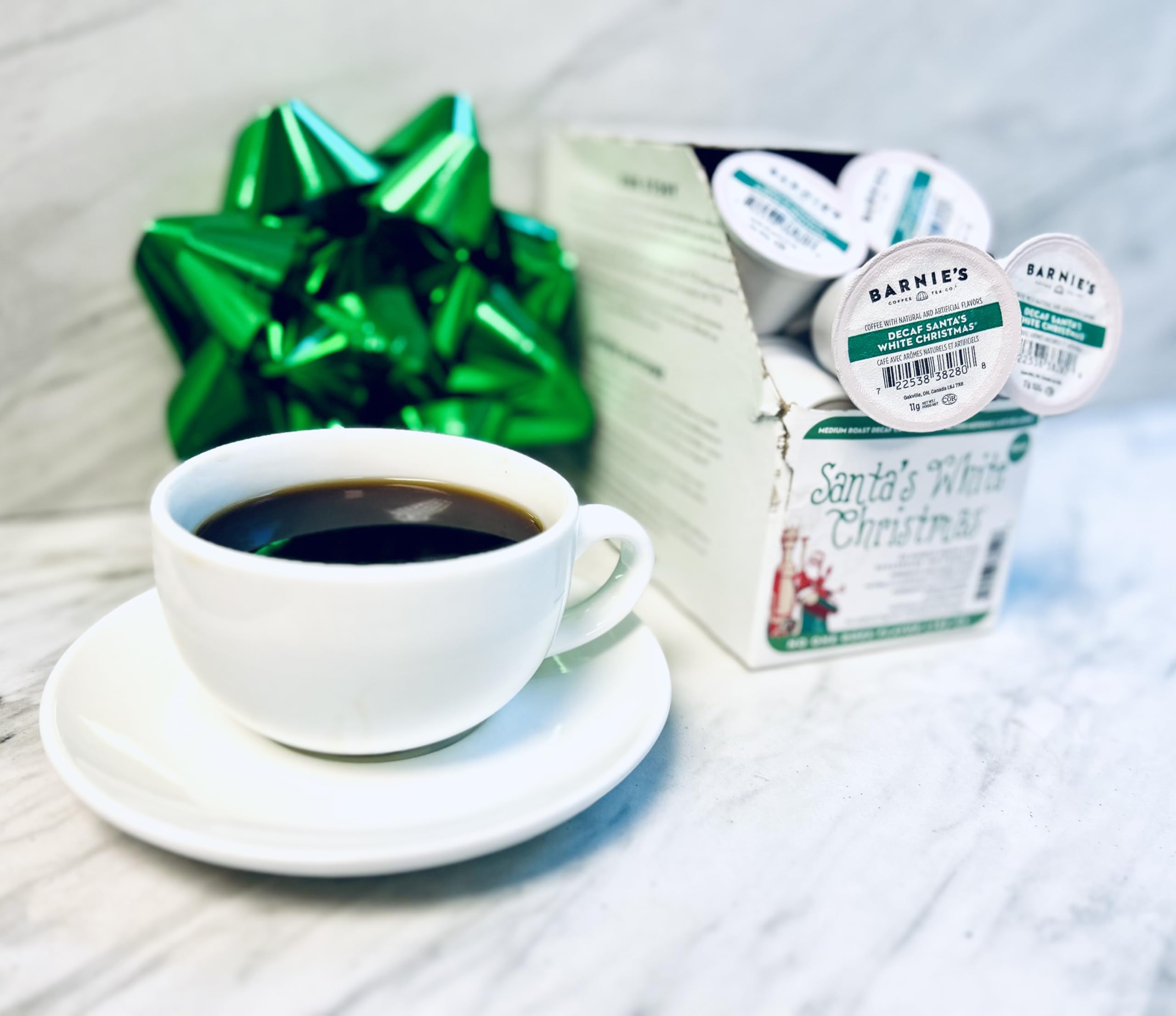 Amazon.com: BARNIE'S COFFEE TEA CO. Single Serve K cups for Keurig Brewers  Medium Roast Arabica Coffe Beans, Decaf Santa's White Christmas, 22 Count :  Grocery & Gourmet Food